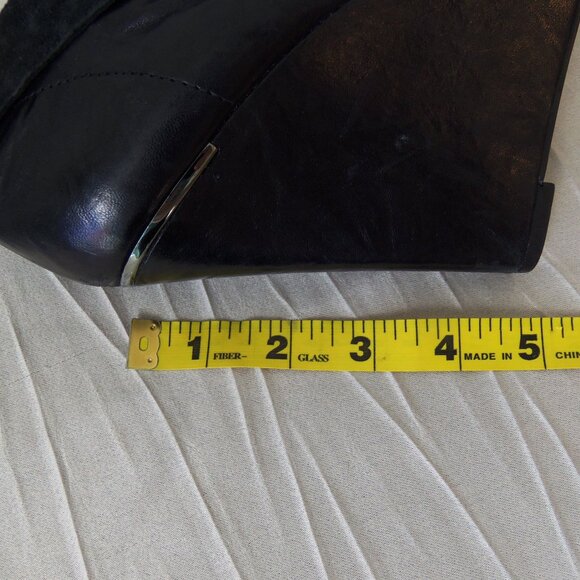 Sam Edelman Wakefield Black Leather Peep Toe Wedge Booties sz 9.5 - Picture 15 of 16